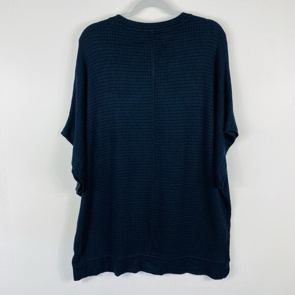 Lou & Grey For LOFT Size Large XL Plaid Ponte Knit Dolman Sleeve Top Navy Blue - Picture 4 of 7